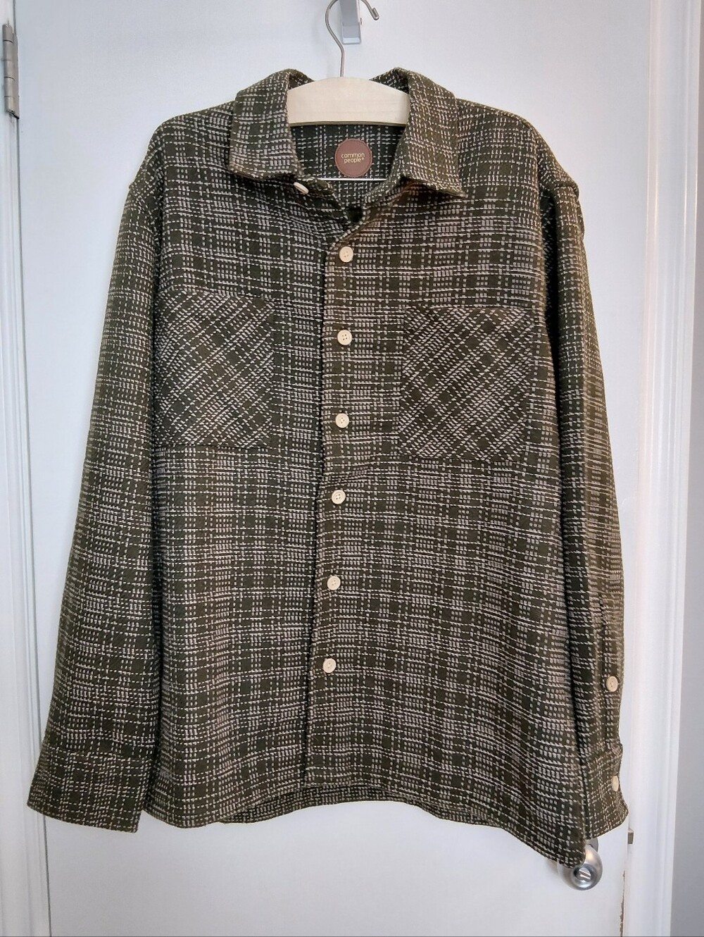 Common People Olive Check Heavy Twill Shirt Jacket